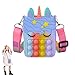 Sac à bandoulière en dessin animé, petite sacoche licorne, sac messager en silicone, Jolie petite sacoche, adapté aux petites filles, bandoulière réglable, soulage l'anxiété (violet)