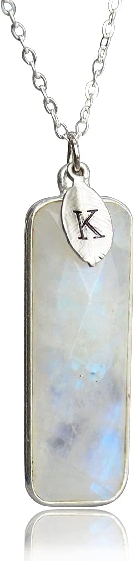 Susabella Rectangular Gemstone Necklace, Birthstone Jewelry, Sterling Silver or 18K Gold, Personalized Bar Necklace, Gifts for Mom