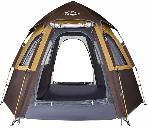 Toogh 4 Windows and 2 Doors Diseño Hexagonal, Unisex, café, 2-3-4 Persons