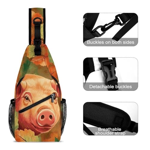 Bolso cruzado Piggy And Autumn Leaves 38x20 cm miniatura 3