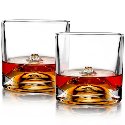 Liiton Mount Fuji Heavy Crystal Whiskey Glasses Gift Set Of 2
