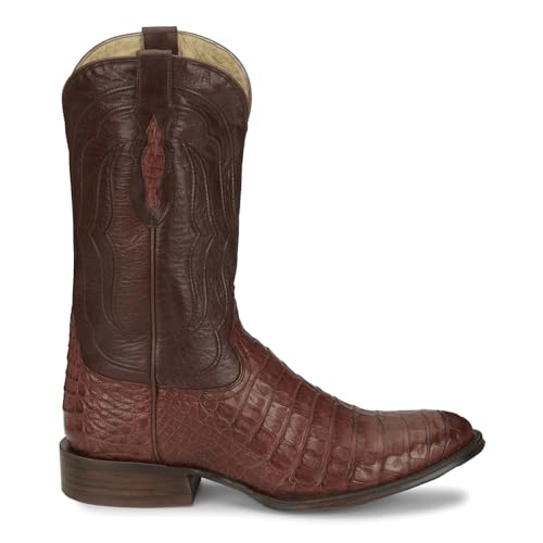 Tony Lama Mens Tremaine Croc Embossed 12 Inch Round Toe Dress Boots Mid Calf - Brown - Size 10.5 D