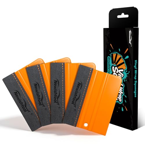 NEWISHTOOL Stitched Buffer Felt Vinyl Wrap Squeegee 4-Pack Squeegee for Vinyl with Double Layer Sewing Felt ScratchFress Gliding Card Scraper Wrap Tool for Window Tint Wet PPF Application