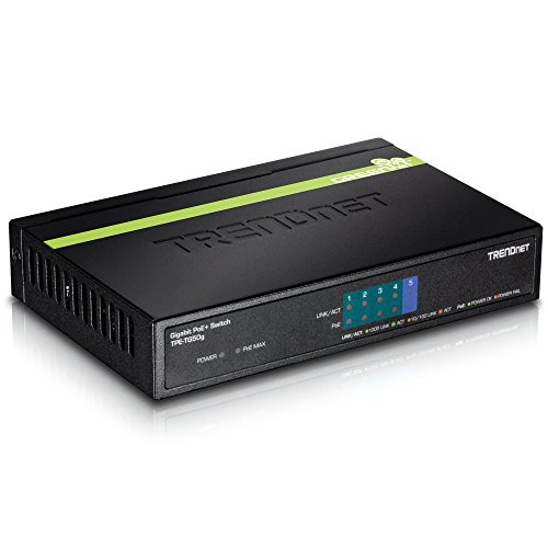 TRENDnet 5-Port Gigabit PoE+ Switch, 31 W PoE Budget, 10 Gbps Switching Capacity, Plug & Play, Full & Half Duplex, Lifetime Protection, TPE-TG50g (Renewed)