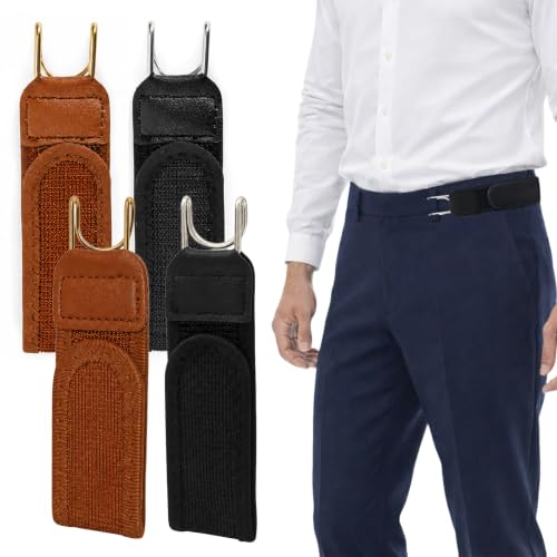 VinBee No Buckle Belts for Men Women Buckleless Elastic Invisible Belts Side Waist Belt with Metal Hook Adjustable Tactical No Buckle Belt for Jeans Work Casual Trousers - Unisex Mens Belts