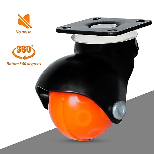 Image of Ball Castor Wheels for Furniture & Cooler, Plate Type Caster Wheel with 360 Swivel, Heavy Duty 200 kg Load Capacity, Orange (2 Inch, Pack of 4)