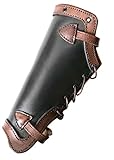 1 Paar Leder Beinschienen, einfach Braun, Schwarz oder Schwarz/Braun Größe M oder L Beinschoner LARP Mittelalter Schaukampf Wikinger (Schwarz/Braun , M)