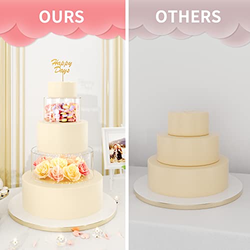 NPPLUS 2PCS Acrylic Fillable Cake Stand Cake Riser Cake Tier, Round Cylinder Display Riser Display Box, Decorative Centerpiece for Wedding Birthday Party (10" Dx4 H inch, 6" Dx4 H inch) - Image 7