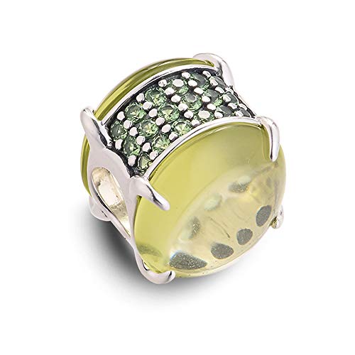 Cuenta de cabujón ovalada verde plata 925 joyería de moda para pulsera 3