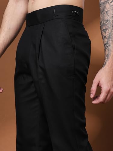 Image of Gurkha Pants for Men | Trouser for Men | Formal Pant | Classic Button | Bell Button High Waist Pleated Casual Trousers | Flared Leg Pants for Office Smart Casual Travel Party