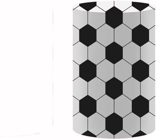 NIVIUS PHOTO Cubierta de cilindro de tela elástica para decoración de fiesta, cubierta de pedestal, patrón de fútbol