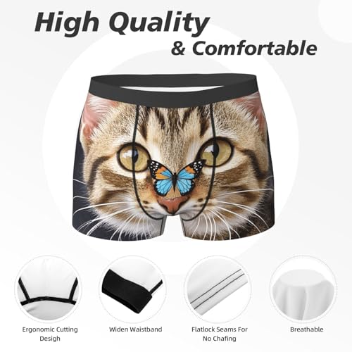 Cute Kitten Butterfly Mens Underwear Boxer Briefs With Contour Pouch Soft Stretch Boxer Briefs Breathable Boxers3