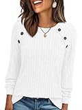 AUTOMET Womens White Long Sleeve Shirts Casual Tunic Work Tops Spring Plus Size Sweaters Date Night Outfit 2026 Dressy Blouse White M