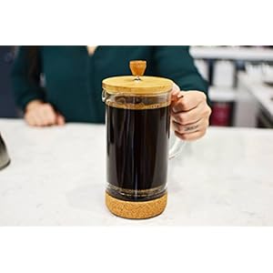 GROSCHE - Melbourne Premium French Press Coffee & Tea Maker (34 oz) with Bamboo Lid And Cork Base | Stylish Design | Coffee Maker | Tea Maker | Cold Brew | Borosilicate Glass GROSCHE Melbourne Premium French Press Coffee Tea Maker 34 oz with Bamboo Lid And Cork Base Stylish Design Coffee Maker Tea Maker Cold Brew Borosilicate Glass