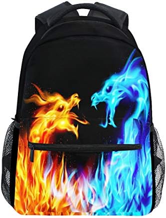 Kcldeci Red Blue Fire Dragon School Laptop Backpack Galaxy Teens Girls Boys Kids School Bags Bookbag, Monster Animal Water Resistant College Travel Computer Notebooks Daypack for Men Women