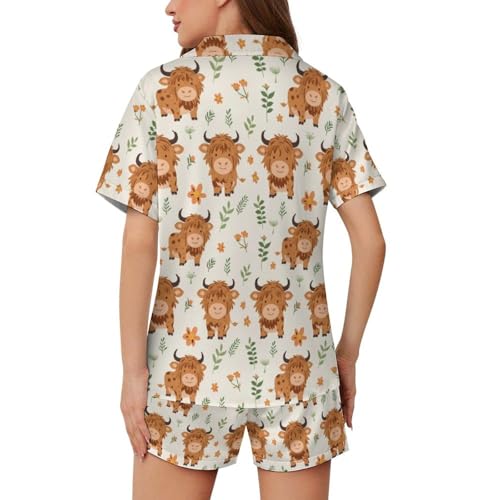 Women’s Pajama Set 2 Piece Loungewear Soft Satin Short Sleeve Sleepwear with Pockets XS-5XL3