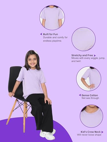 Image of Girl's Solid Regular Fit Half Sleeve 100% Pure Cotton T-Shirt