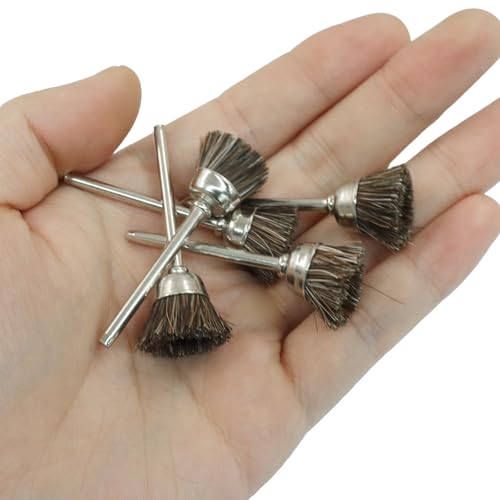 Image of 20 Pcs Horse Hair Wire Cleaning Brushes, 1 /8 Inch Shank Polishing Cleaning Brush for Rotary Tools Accessories
