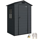 Outsunny Casetta da Giardino 1.09m² in PP con Pavimento Grigio Scuro