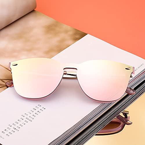 Jim Halo Trendy Rimless Mirrored Sunglasses Reflective Sun Glasses For Women Men 2 Pack (Mirror Silver & Mirror Pink) #TOP5