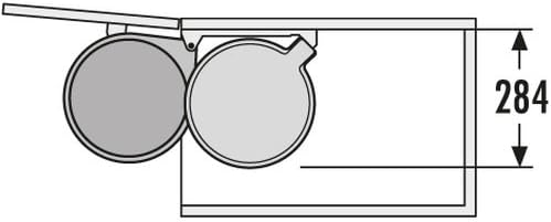Top view of Hailo Big-Box 3720-00 MB Swing waste bin with depth dimension