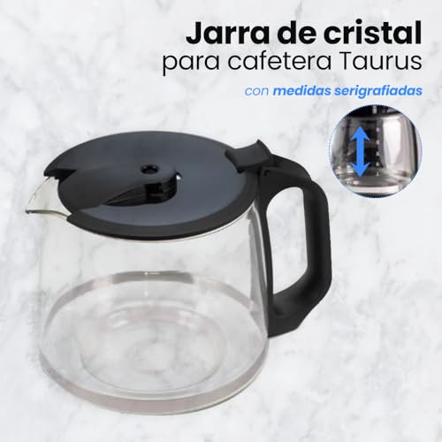 Miniatura 2 de Anakel Home Repuesto Jarra Cafetera 086604 Compatible Con Taurus Verona Versión Ii Y Iii, Adaptable A Ecron Y Magefesa Ristretto 1200 Cristal, 12 Tazas, 1.2 Litros De Capacidad