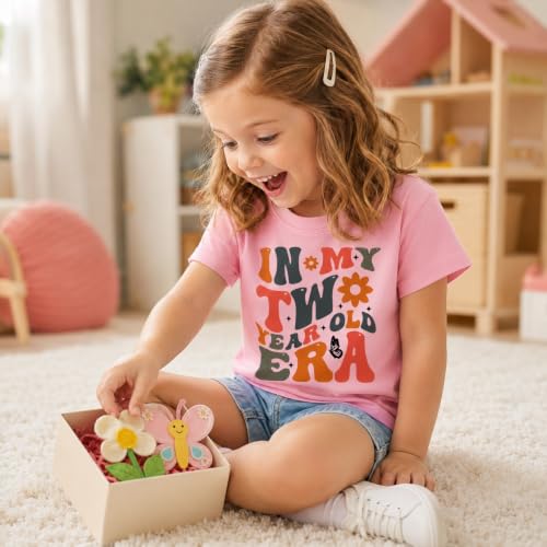 Image of Toddler Girls 2nd Birthday Shirt Outfit for Girls Cute Two Years Old Birthday Gift