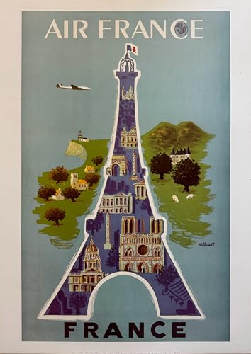 Affiche Air France Paris Tour Eiffel 50X70 Cm pour habiller un mur vide