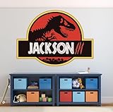 Jurrasic Park Wall Decal, Dinosaur Wall Decal Custom Name, Stickers for Boys & Girsl, T Rex Wall Sticker Wallpaper, Personalized Name Decal, Wall Decor Vinyl Sticker, Decal for Kids Bedroom, PN-JP.01