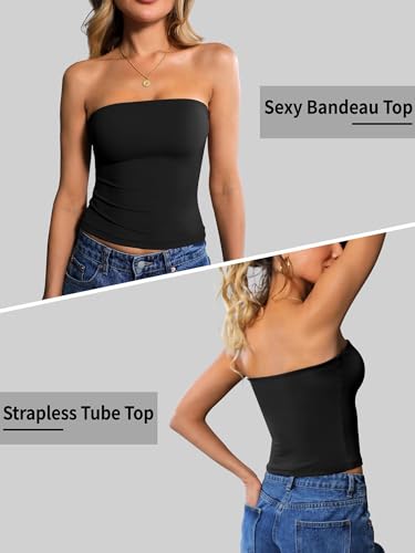Ibeauti Womens Tube Top Strapless Crop Tops Double Lined Sexy Y2K Going Out Off Shoulder Summer Top2