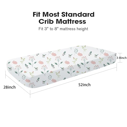 Image of Little Grape Land Crib Sheets for Girls 2pk Baby Crib Fitted Sheet for Standard Size Crib and Toddler Mattress Super Soft Baby Sheet