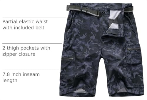 Image of Jessie Kidden Mens Cargo Shorts Expandable Waist Quick Dry Hiking Shorts