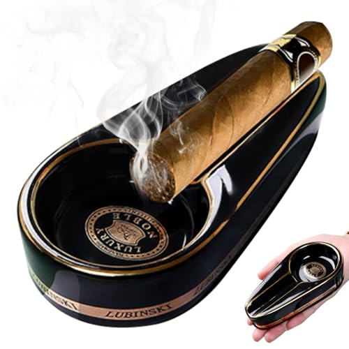 Cendrier de cigare pour hommes en céramique 12x2.6x1in cendrier en élégant plateau stable plateau accessoires de cigares pour les cadeaux voiture bureau à domicile pour hommes