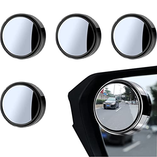 CWED 4 Pack Rotatif Voiture Angle Mort Miroir sans Cadre Rond 360°Rotate HD Verre Auto-adhésif Convexe Vue Arrière Voiture Côté Miroir Angle Mort Extérieur pour Véhicules, Moto, Camions et SUV(B) Cover