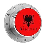 Bandera de Albania. Temporizador Divertido de 60 Minutos. Temporizador mecánico de gestión del Tiempo para tareas de Cocina.