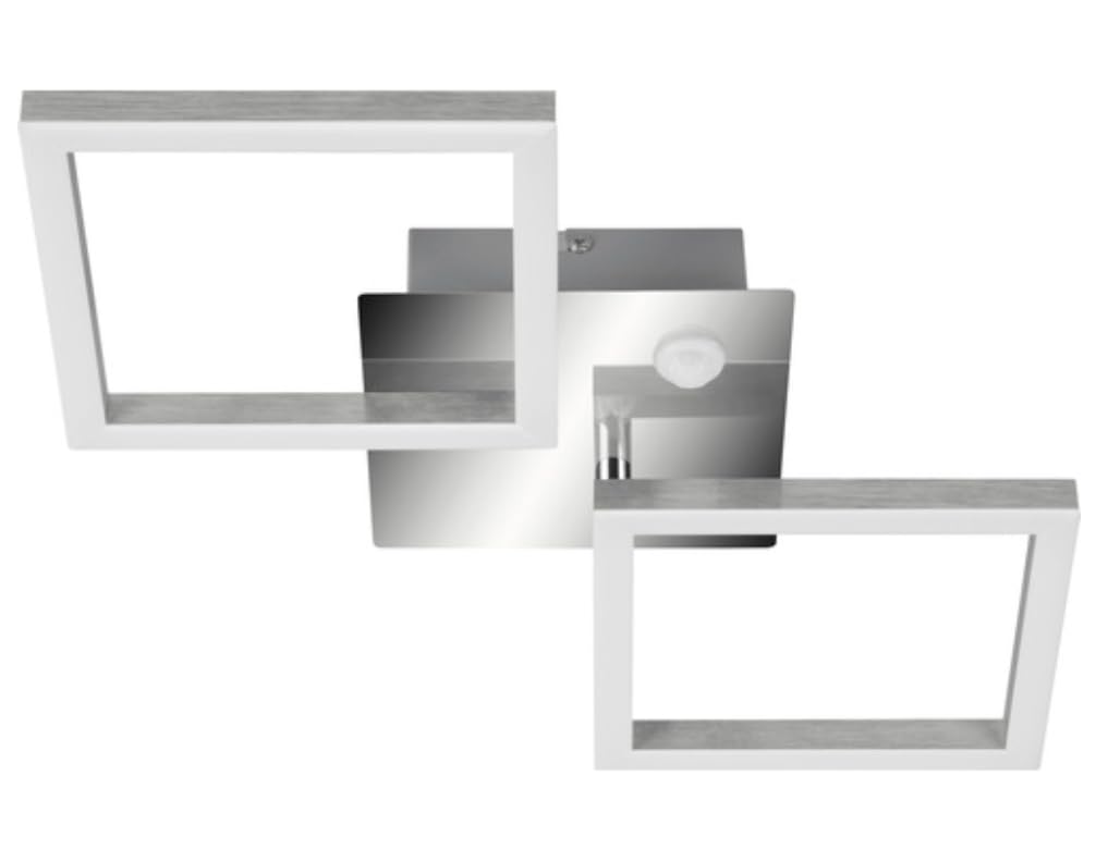 TELEFUNKEN - LED Deckenleuchte, inkl. Bewegungsmelder, Deckenlampe mit Dauerlichtfunktion, warmweiße Lichtfarbe, 12 Watt, 1.200 Lumen, Chrom/Aluminiumfarbig, 470x226x74mm (LxBxH), 318508TF
