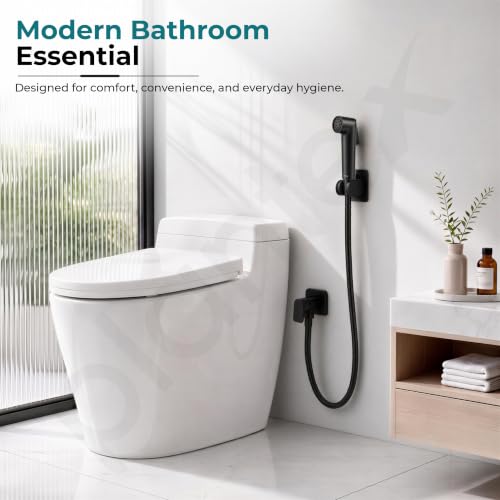 Image of Plantex Health Faucet Set /ABS Jet Spray with 1.2M Stainless Steel Hose Pipe for Toilet /Self Adhesive Hand Shower Holder /No Drilling Wall Mount - (Black, Combo)