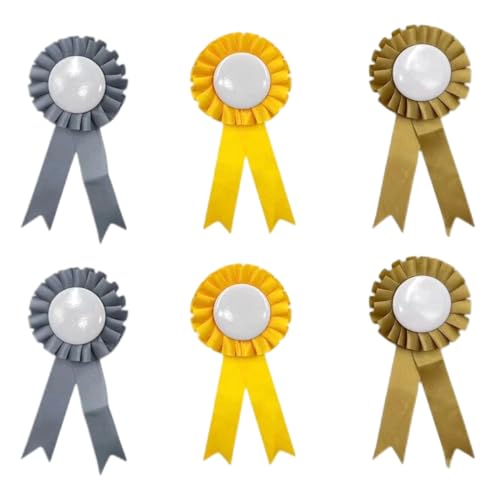 OUDQFCJ 6pcs Cintas de Torneo Accesorios para Caballos de Palo, Perfecto para Juegos de Equitación, Premios y Fiestas Infantiles Coloridas (Plata, Oro, Bronce)