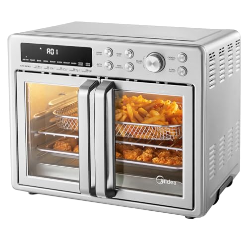 Image of Midea Flexify French Door Toaster Oven Air Fryer Combo, 26.4 QT, Extra Large Air Fryer Countertop Oven 10-in-1 Combo, 25% Faster Cooking and 90% Less Oil, Stainless Steel