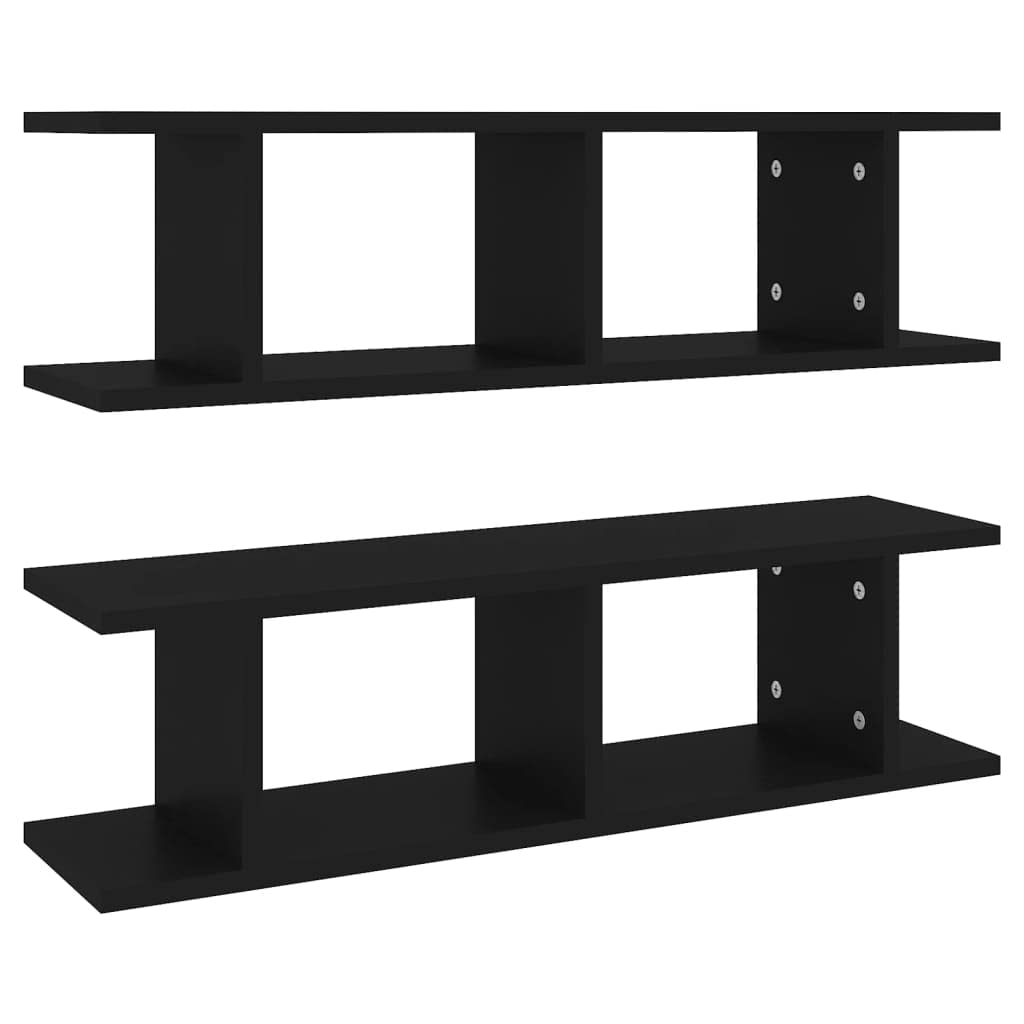 Estantería de pared negra 75 x 18 x 20 cm, moderna estantería de madera robusta con montaje invisible para salón, dormitorio y baño