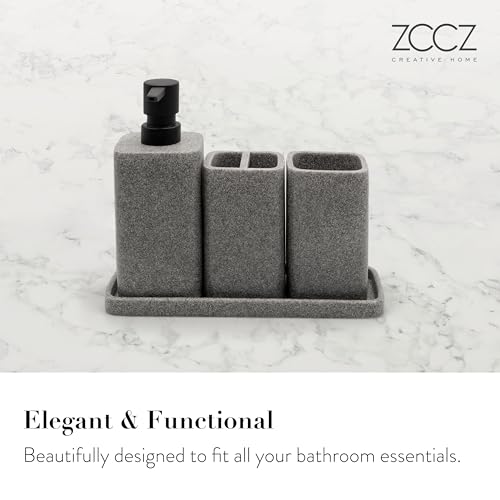 image for ZCCZ Grey Bathroom Accessory Sets, 4 Pieces Bathroom Accessories Compl