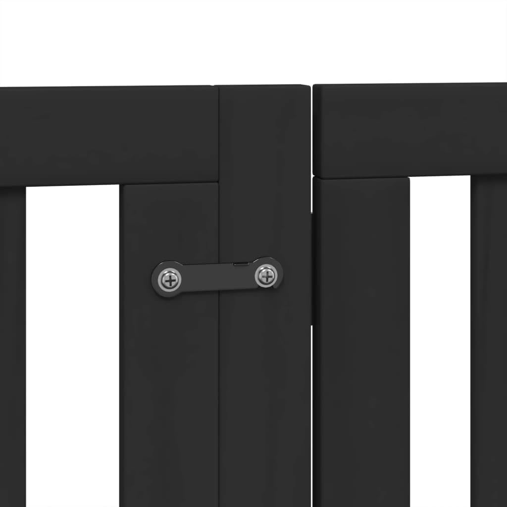 Homgoday Barrera de Seguridad para Perros Barrera,Barrera de Seguridad para Perros Mascotas,para Escaleras y Puertas Puerta para Perros Plegable 9 Paneles Madera álamo Negra 450 cm