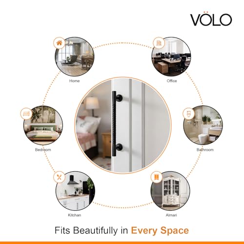 Image of VOLO Main Door Pull Push Handle for Main Entry | Interior Exterior Use | Modern Home Office Door Hardware Pull Handle | (Black, 8 Inch (200MM), Pack of 2 Piece (K-59))