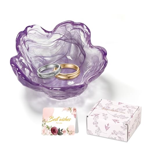 Image of Flower Jewelry Dish Ring Holder Jewelry Tray Cute Vanity Organizer Room Decor Aesthetic Nightstand Bathroom Bedroom Decor Trinket Dish Small Valentine's Friendship Christmas Birthday Gifts for Women