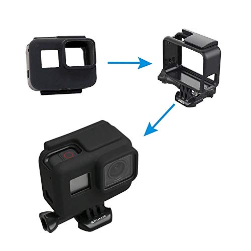 Capa Case Silicone Compatível com GoPro Hero 7 6 5 Black Uso Com Frame Montagem Cor Preto