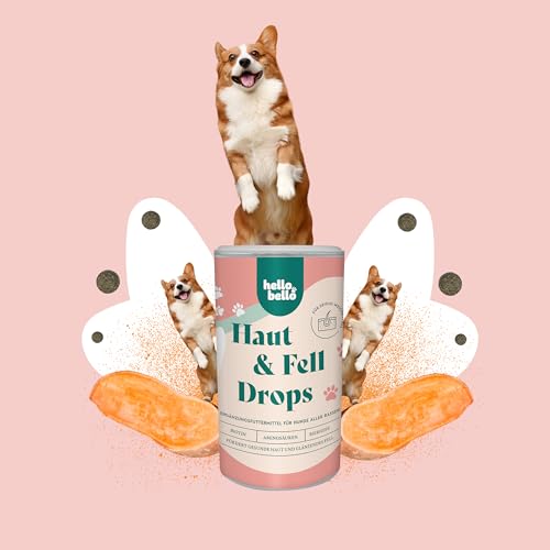 HELLOBELLO Kaltgepresste Haut & Fell Drops für Hunde 2X 350g mit B-Vitaminen & Omega 3 - Glänzendes Fell für Hunde - Für glänzendes Fell Hund, Hautprobleme Hund