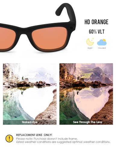 Image of BLAZERBUCK Photochromic Replacement Lenses Compatible with Ray-Ban Meta Wayfarer RW4006 | RW4012 (Gen 2) 50mm Smart Glasses