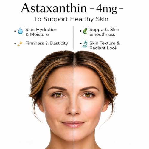 Image of Astaxanthin 4mg + Resveratrol 250mg | For Skin, Eye, Brain, Energy & Immunity | EUROFINS Lab tested | 4-in-1 Antioxidant powered with with COQ10 & Vitamin D3 | Fresh Microalgae Source | 30 Veg Capsules
