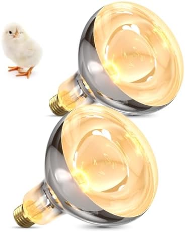 DoRight Heat Lamp 120V 250 Watt Heat Lamp Bulbs R40 Clear Infrared Heat Light Bulb for Bathroom, Heat Lamp Bulb for Reptiles Chickens Food Puppies Bathroom, Use E26 Base - 2Pack