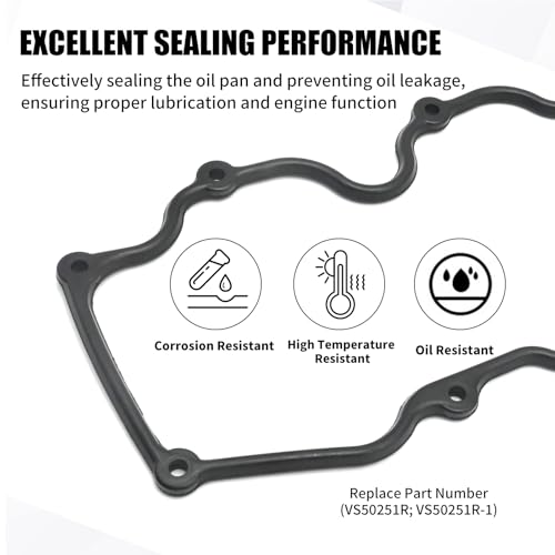Image of VS50251R Engine Valve Cover Gasket Set Replacement for Nissan Infiniti Vehicle 1984-2004 200SX 300ZX D21, 1990-2000 QX40 M30, Replace VS50251R VS50251R-1